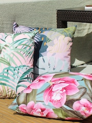 Evans Lichfield Duck Egg Blue Orchids Outdoor Polyester Filled Cushion - Image 2 of 5