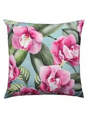 Evans Lichfield Duck Egg Blue Orchids Outdoor Polyester Filled Cushion - Image 3 of 5