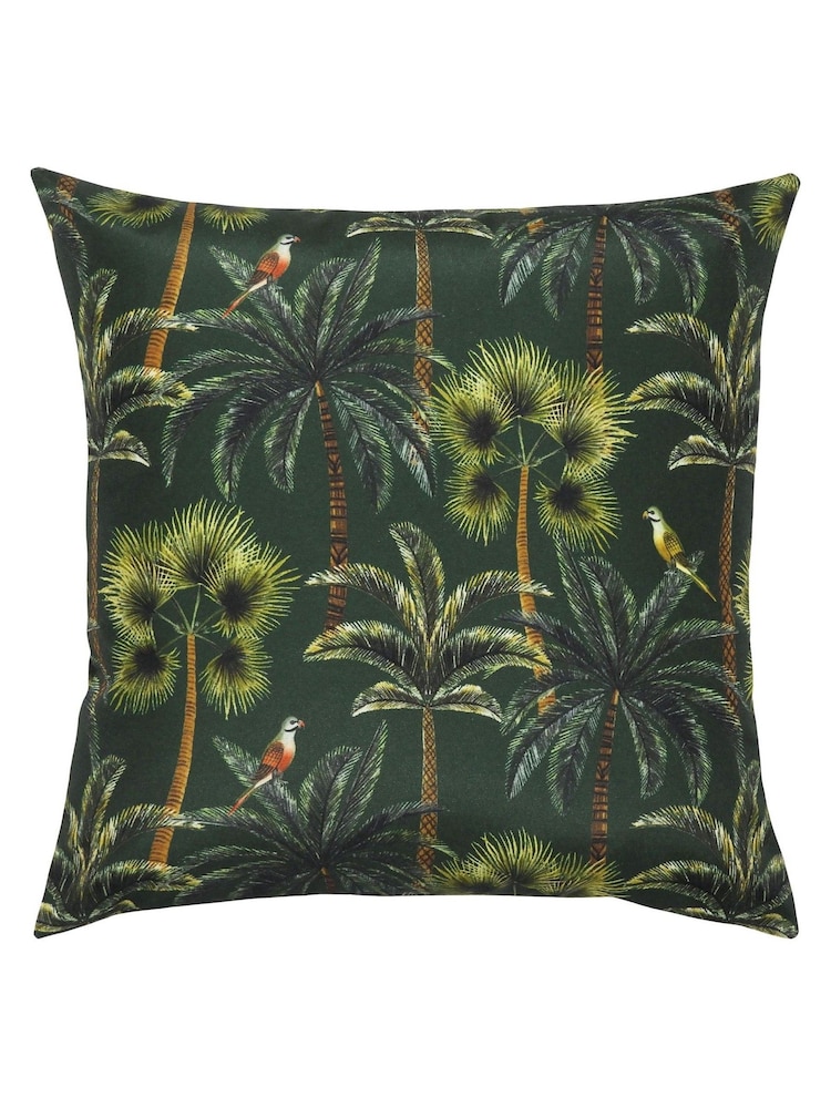 Evans Lichfield Forest Green Palms Outdoor Polyester Filled Cushion - Image 2 of 5