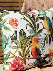 Evans Lichfield Multi/Teal Blue Parrots Outdoor Polyester Filled Cushion - Image 1 of 5