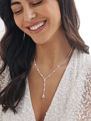 Silver Tone Crystal Y Drop Necklace - Image 1 of 4