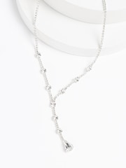 Silver Tone Crystal Y Drop Necklace - Image 3 of 4