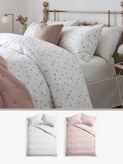 2 Pack Pink/White Ditsy Floral Reversible Duvet Cover and Pillowcase Set - Image 1 of 8