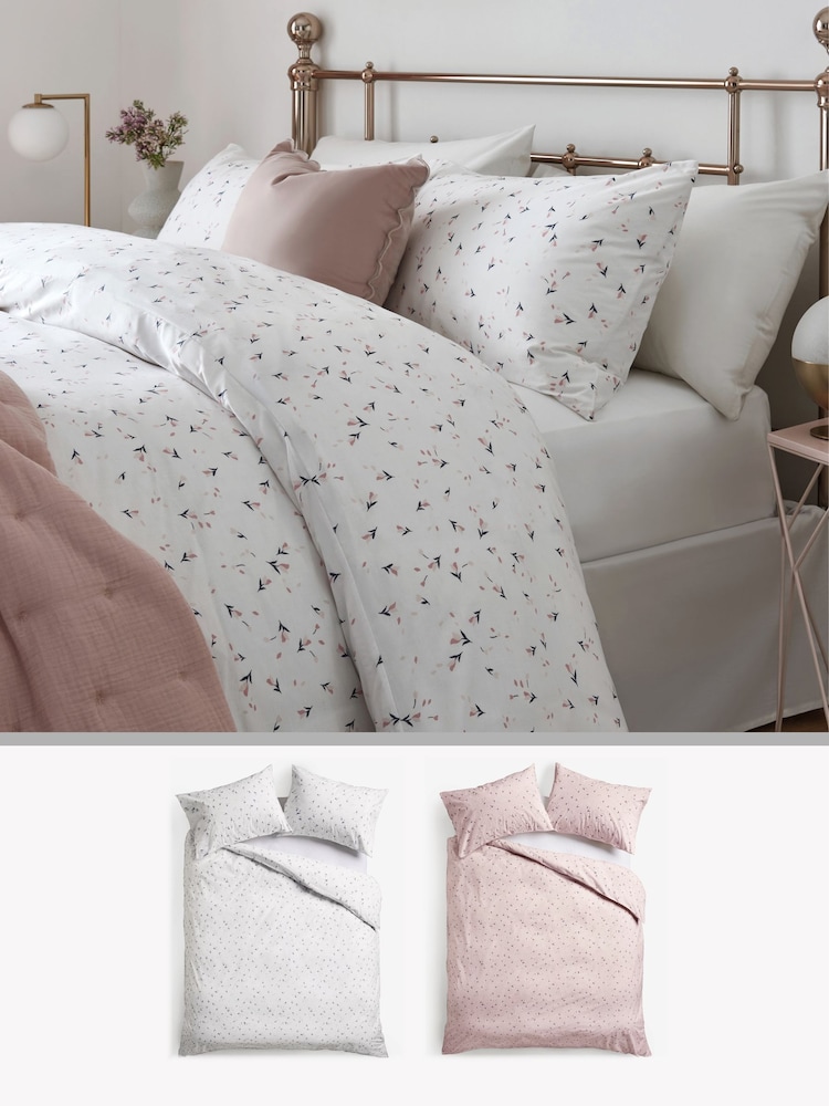 2 Pack Pink/White Ditsy Floral Reversible Duvet Cover and Pillowcase Set - Image 1 of 8