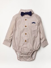Little Gent Blue Shirt Bodysuit, Bowtie, Trouser And Braces 3 Piece Baby Set - Image 2 of 5