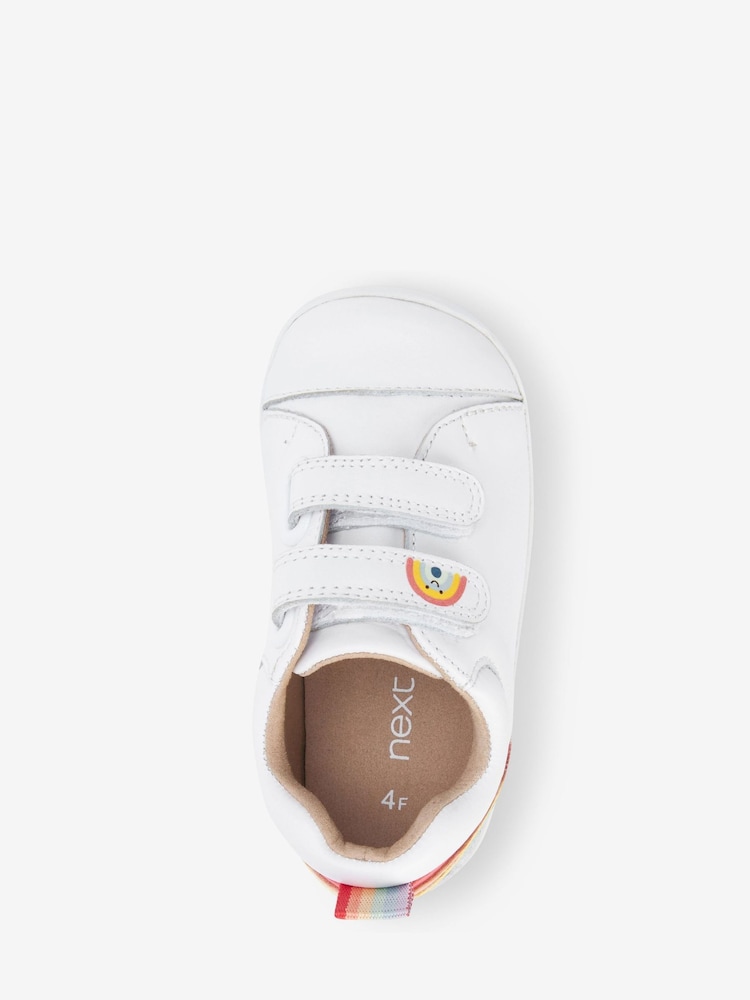 White Leather Wide Fit (G) First Walker Rainbow Trainers - Image 3 of 6