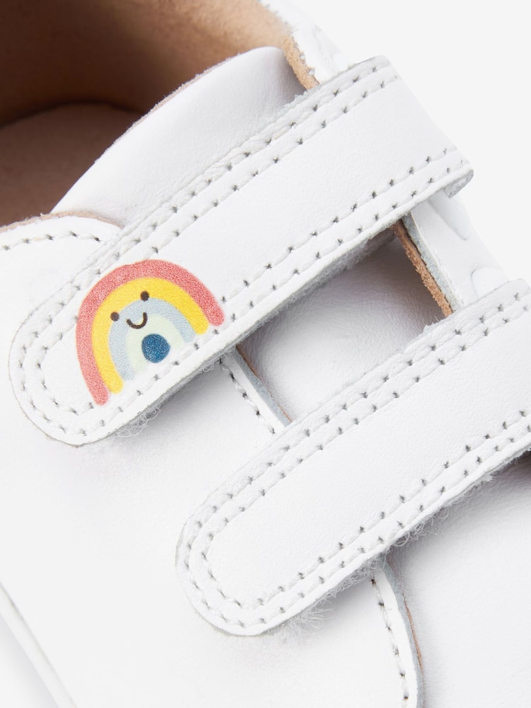 White Leather Wide Fit (G) First Walker Rainbow Trainers - Image 4 of 6