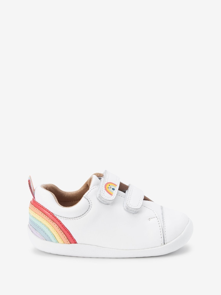 White Leather Standard Fit (F) First Walker Rainbow Trainers - Image 1 of 6