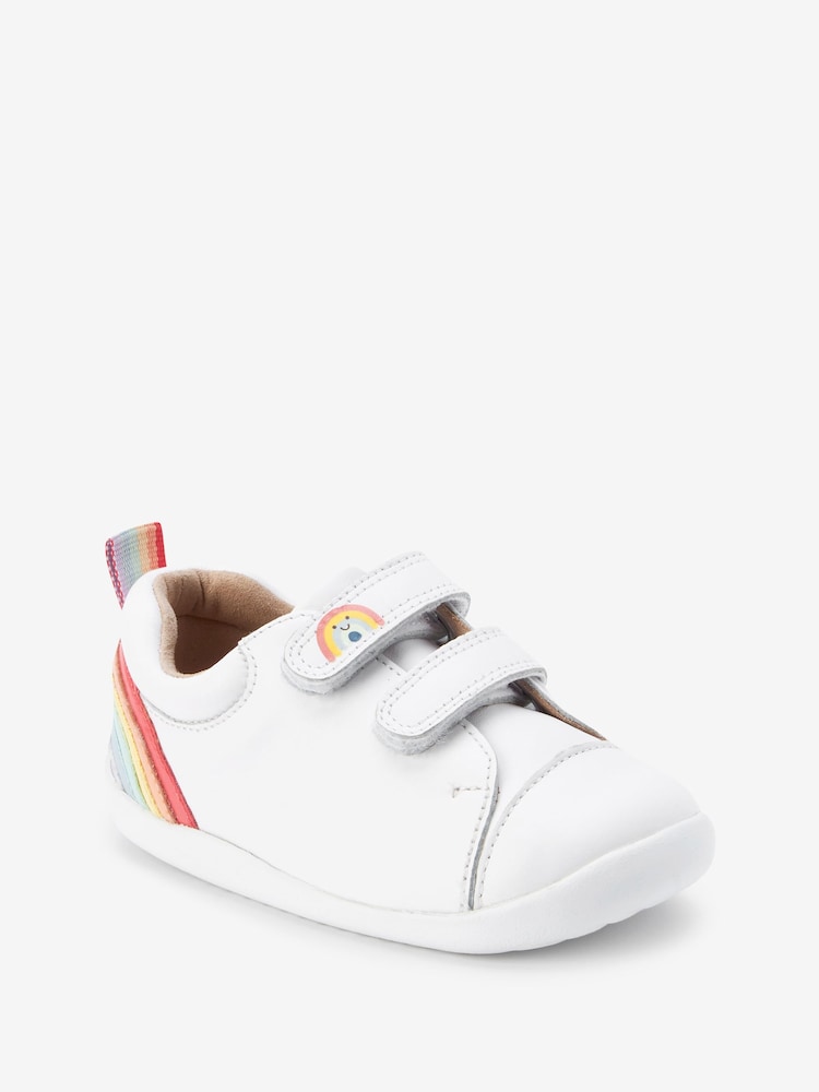 White Leather Standard Fit (F) First Walker Rainbow Trainers - Image 2 of 6