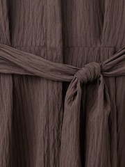 Mango Brown Tie Waist Midi Shirt Dress - Image 6 of 7