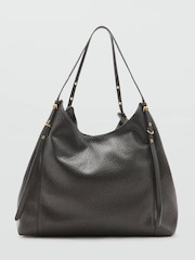 Mango Grey Slouchy Shoulder Bag With Gold Hardwear - Image 1 of 4