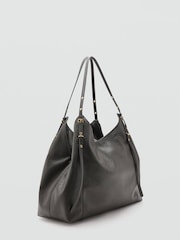Mango Grey Slouchy Shoulder Bag With Gold Hardwear - Image 2 of 4