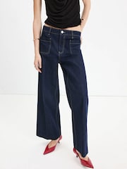 Mango Blue Jessie Cropped Straight Leg Jeans - Image 1 of 7