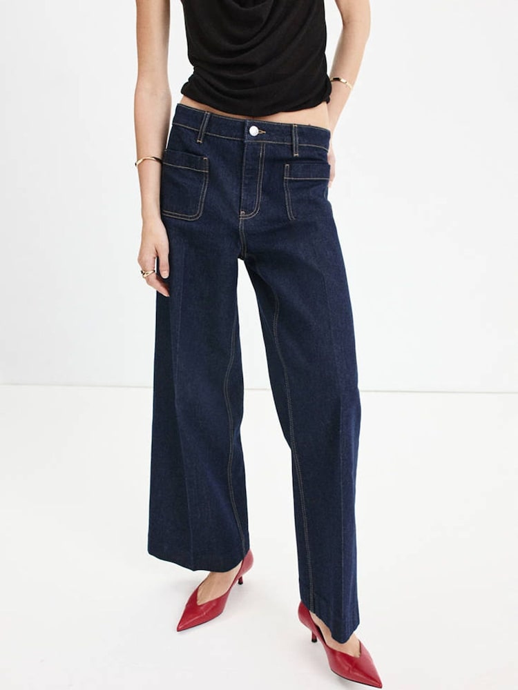 Mango Blue Jessie Cropped Straight Leg Jeans - Image 1 of 7