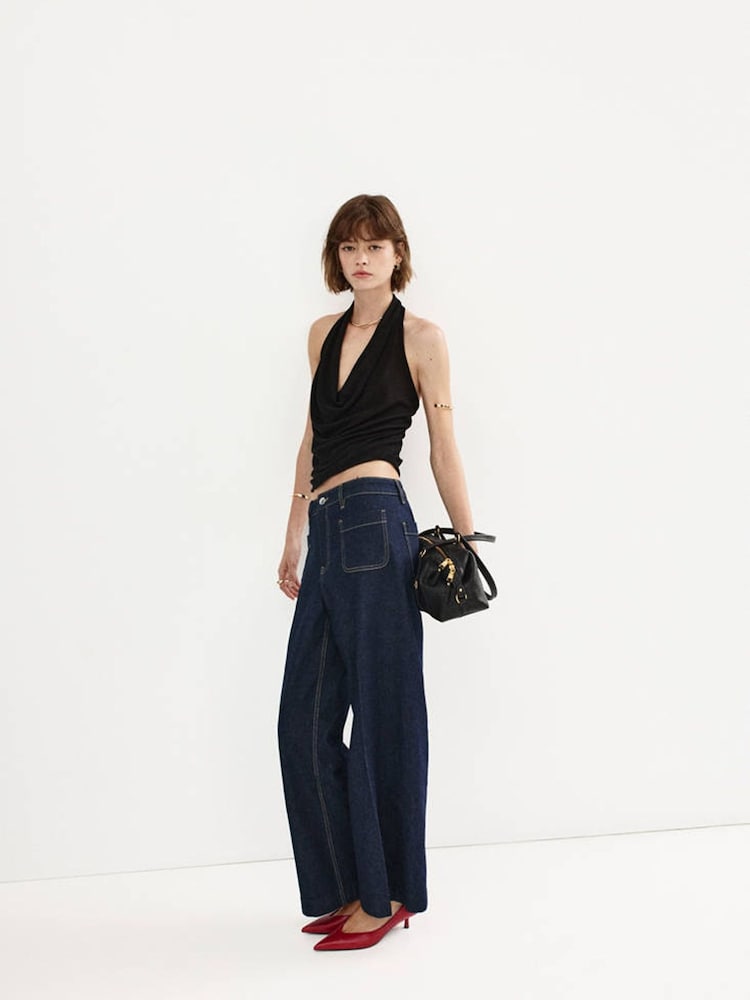 Mango Blue Jessie Cropped Straight Leg Jeans - Image 2 of 7
