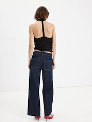 Mango Blue Jessie Cropped Straight Leg Jeans - Image 3 of 7
