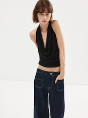 Mango Blue Jessie Cropped Straight Leg Jeans - Image 4 of 7