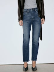 Mango Blue Sienna Cropped Straight Leg Jeans - Image 1 of 7