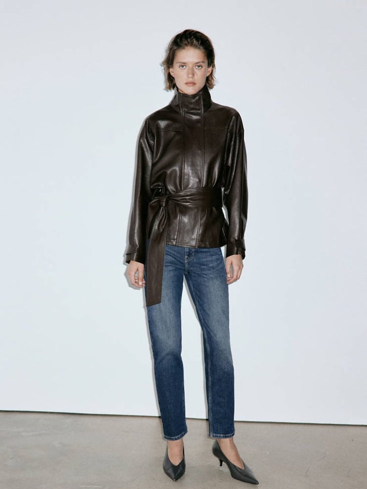 Mango Blue Sienna Cropped Straight Leg Jeans - Image 2 of 7