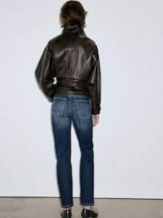 Mango Blue Sienna Cropped Straight Leg Jeans - Image 3 of 7