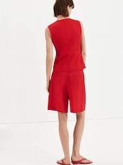 Mango Red Pleated Bermuda Shorts - Image 3 of 7