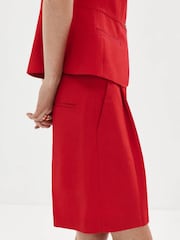Mango Red Pleated Bermuda Shorts - Image 4 of 7