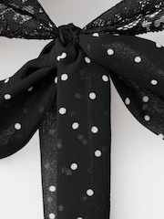 Mango Black Polka Dot Lace Trim Halter Neck Top - Image 7 of 7