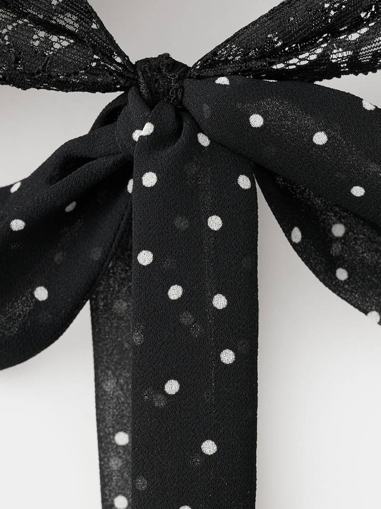Mango Black Polka Dot Lace Trim Halter Neck Top - Image 7 of 7 Mango Black Polka Dot Lace Trim Halter Neck Top - Image 7 of 7