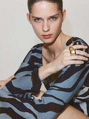 Mango Blue Sheer Printed Mini Dress - Image 4 of 7