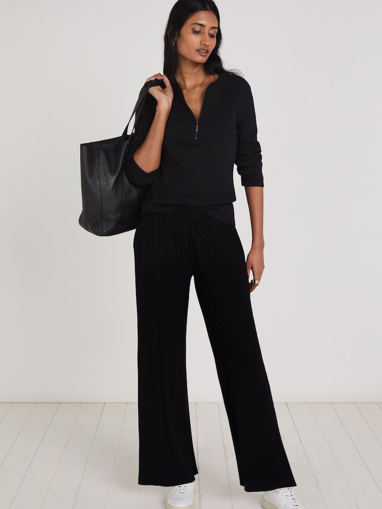 Baukjen Black Palazzo Trousers with Lenzing™ Ecovero™ - Image 1 of 4