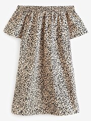 Black/Ecru Cream Leopard Off Shoulder Short Dress - Image 5 of 5