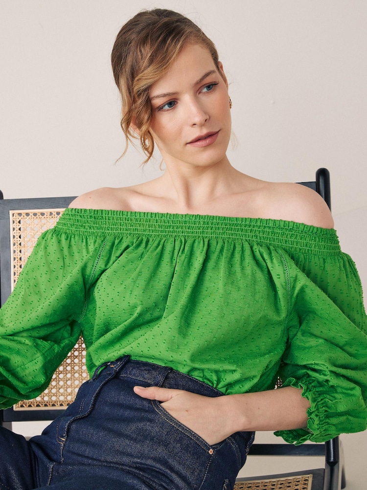 Green Half Sleeve Textured Top - Image 2 of 5