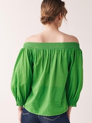 Green Half Sleeve Textured Top - Image 3 of 5