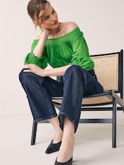 Green Half Sleeve Textured Top - Image 4 of 5