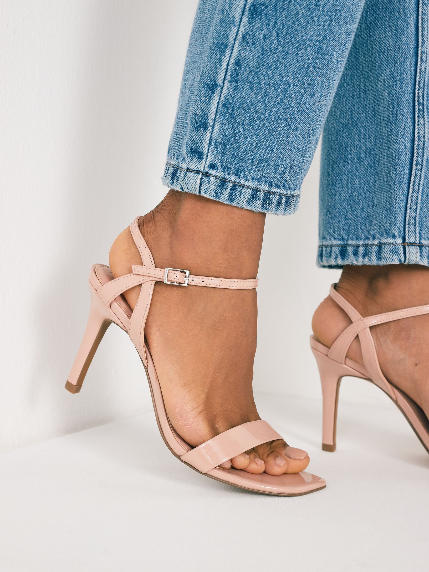 Wide fit pink heeled sandals outlet