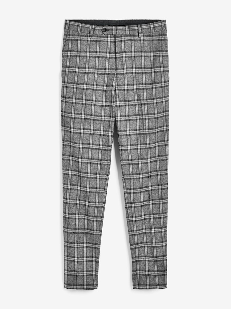 Grey Skinny Fit Check Suit: Trousers - Image 1 of 2
