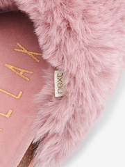 Rose Pink Recycled Faux Fur Cork Crossover Slippers - Image 5 of 5
