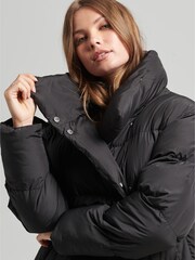 Superdry Black Longline Puffer Coat - Image 3 of 5