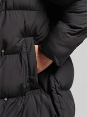 Superdry Black Longline Puffer Coat - Image 4 of 5