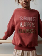 Rostbraun/Pailletten/Verziert - Sweatshirt mit Pailletten und Rundhalsausschnitt (3–16 J.) - Bild 5 von 5