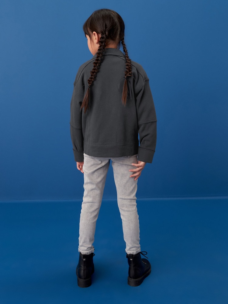Black Jersey Biker Jacket (3-16yrs) - Image 2 of 6