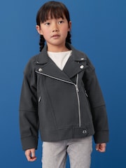 Black Jersey Biker Jacket (3-16yrs) - Image 3 of 6