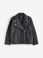 Black Jersey Biker Jacket (3-16yrs) - Image 4 of 6
