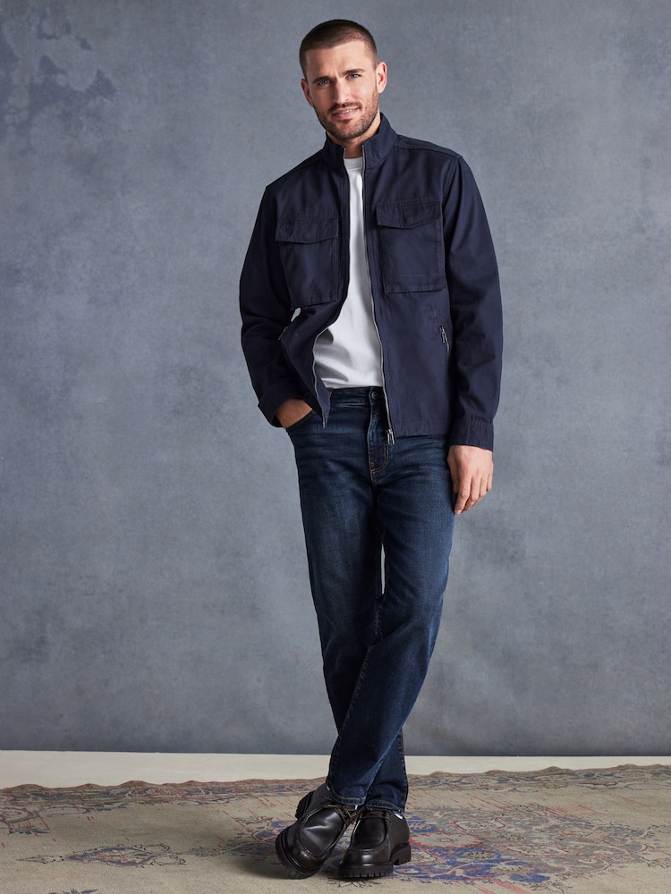 Blue Dark Ink Straight Fit Signature Heavyweight Cotton Jeans - Image 2 of 12