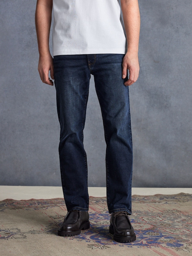 Buy Blue Dark Ink Straight Fit Signature Heavyweight Cotton Jeans