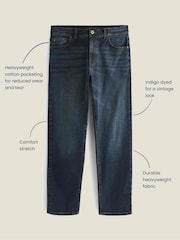 Blue Dark Ink Straight Fit Signature Heavyweight Cotton Jeans - Image 4 of 12