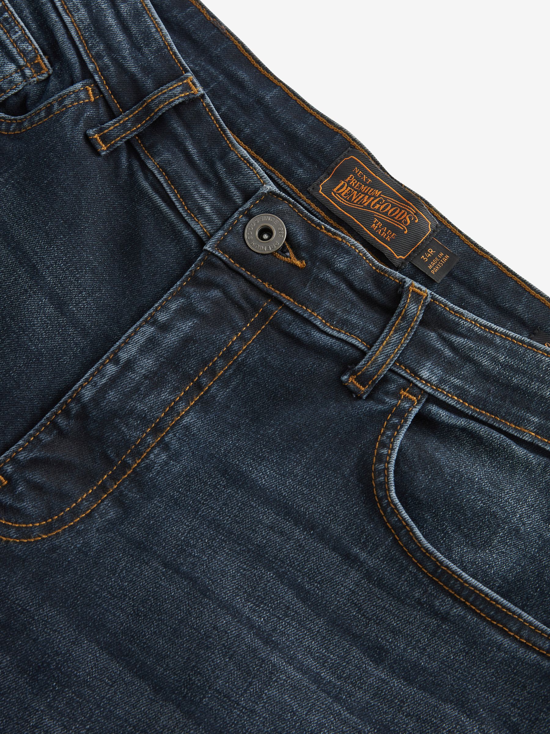 Buy Blue Dark Ink Straight Fit Signature Heavyweight Cotton