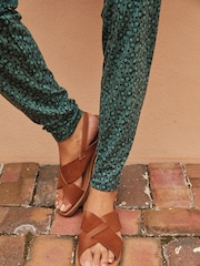 Tan Brown Regular/Wide Fit Forever Comfort® Crossover Leather Sandals - Image 1 of 7