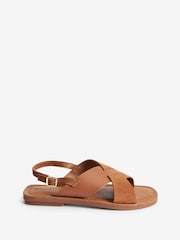 Tan Brown Regular/Wide Fit Forever Comfort® Crossover Leather Sandals - Image 4 of 7