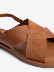 Tan Brown Regular/Wide Fit Forever Comfort® Crossover Leather Sandals - Image 7 of 7